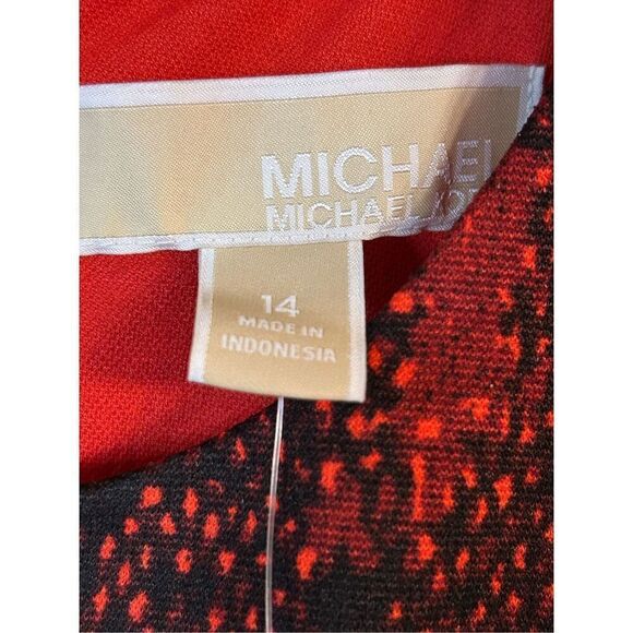 MICHAEL KORS sleeveless dress-sz 14 snake print-faux leather waist nwt (0442) - Picture 5 of 11